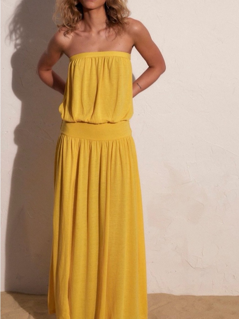 Yellow free people Strapless Libby  Maxi Dress